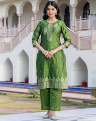 SVARAA Women’s Self-Design Silk Blend Kurta Set with Pant & Dupatta | Pakistani Indian Ethnic Wear for Women | Party & Wedding Kurti Set Malaysia