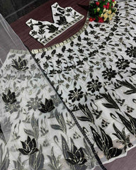 White faux Georgette Wedding designer lehenga choli