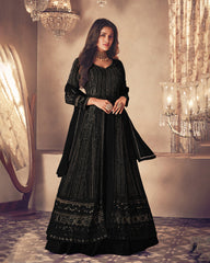 Embroidered georgette long Anarkali suit for women