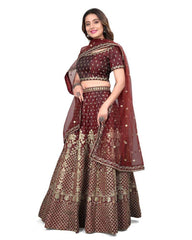 Maroon color silk sequins embroidery lehenga choli