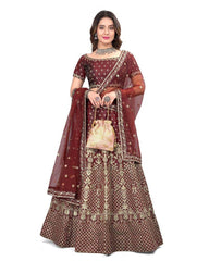 Maroon color silk sequins embroidery lehenga choli