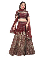 Maroon color silk sequins embroidery lehenga choli