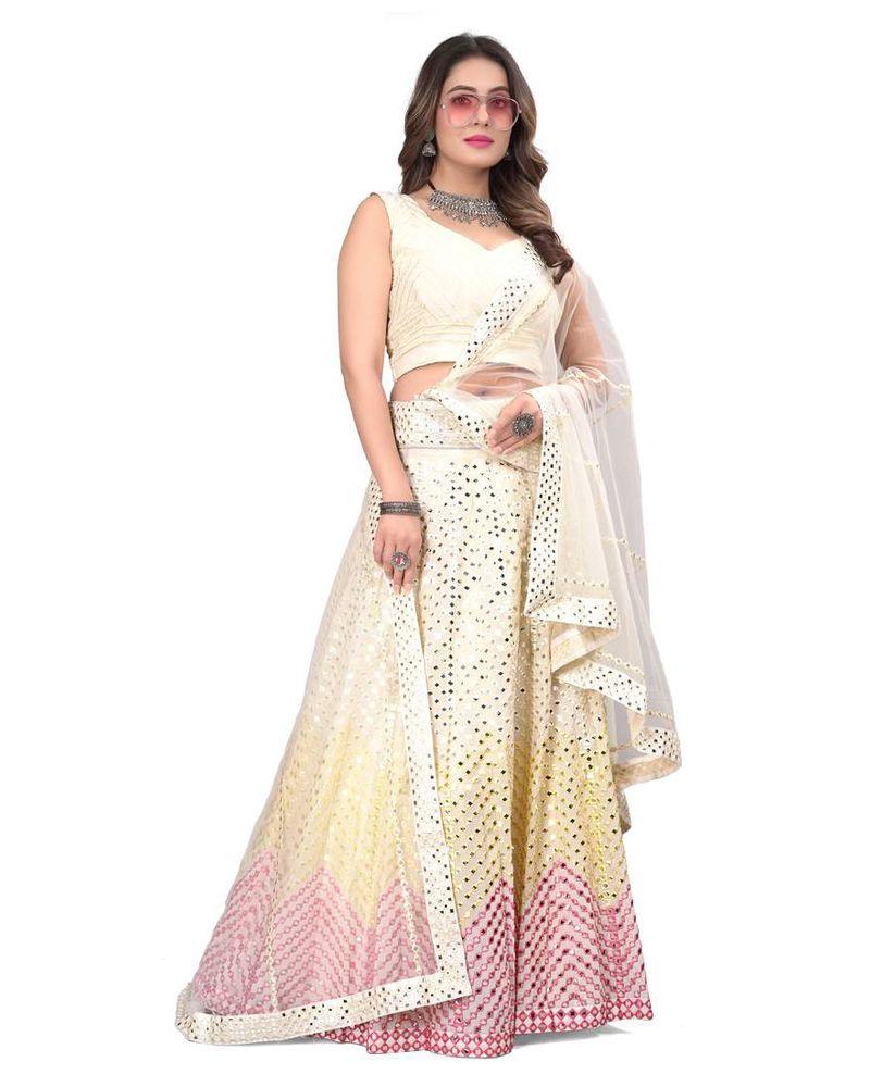 Ombre print faux georgette embroidery lehenga choli