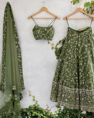 Faux georgette sequins designer lehenga choli