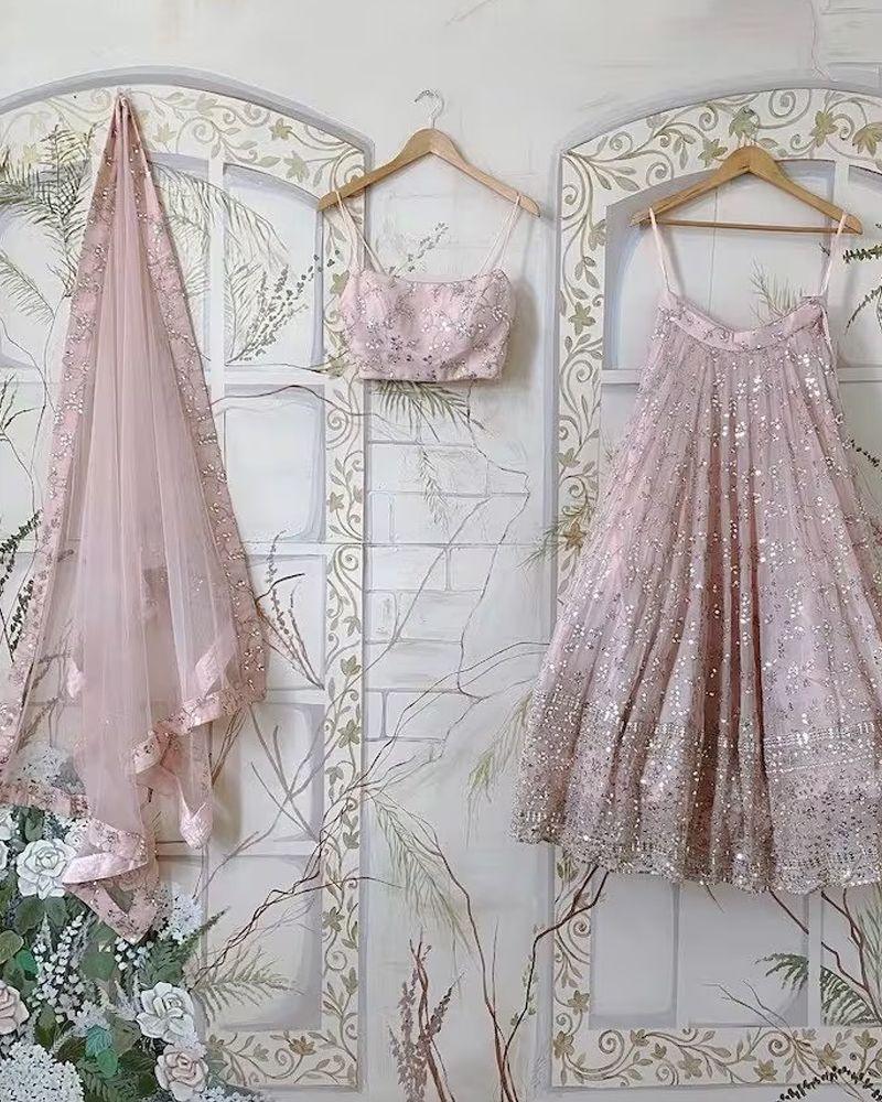 Faux georgette sequins designer lehenga choli