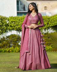 Rose gold faux georgette wedding designer lehenga choli