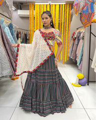 Multicolor rayon readymade navratri chaniya choli