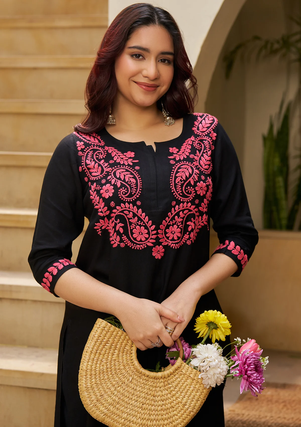 Rubaab Chikankari Rayon Straight Kurta Set | Festive & Office Wear | Premium 14KG Rayon | Malaysia Online Shopping