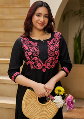 Rubaab Chikankari Rayon Straight Kurta Set | Festive & Office Wear | Premium 14KG Rayon | Malaysia Online Shopping