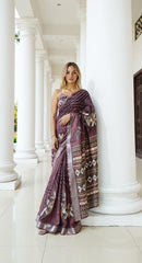 PURPLE  DIGITAL PRINTED COTTON SAREE