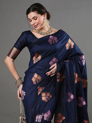 THE BANARASI SAREEIS MADE UP OF SILK THREADS WOVEN USING