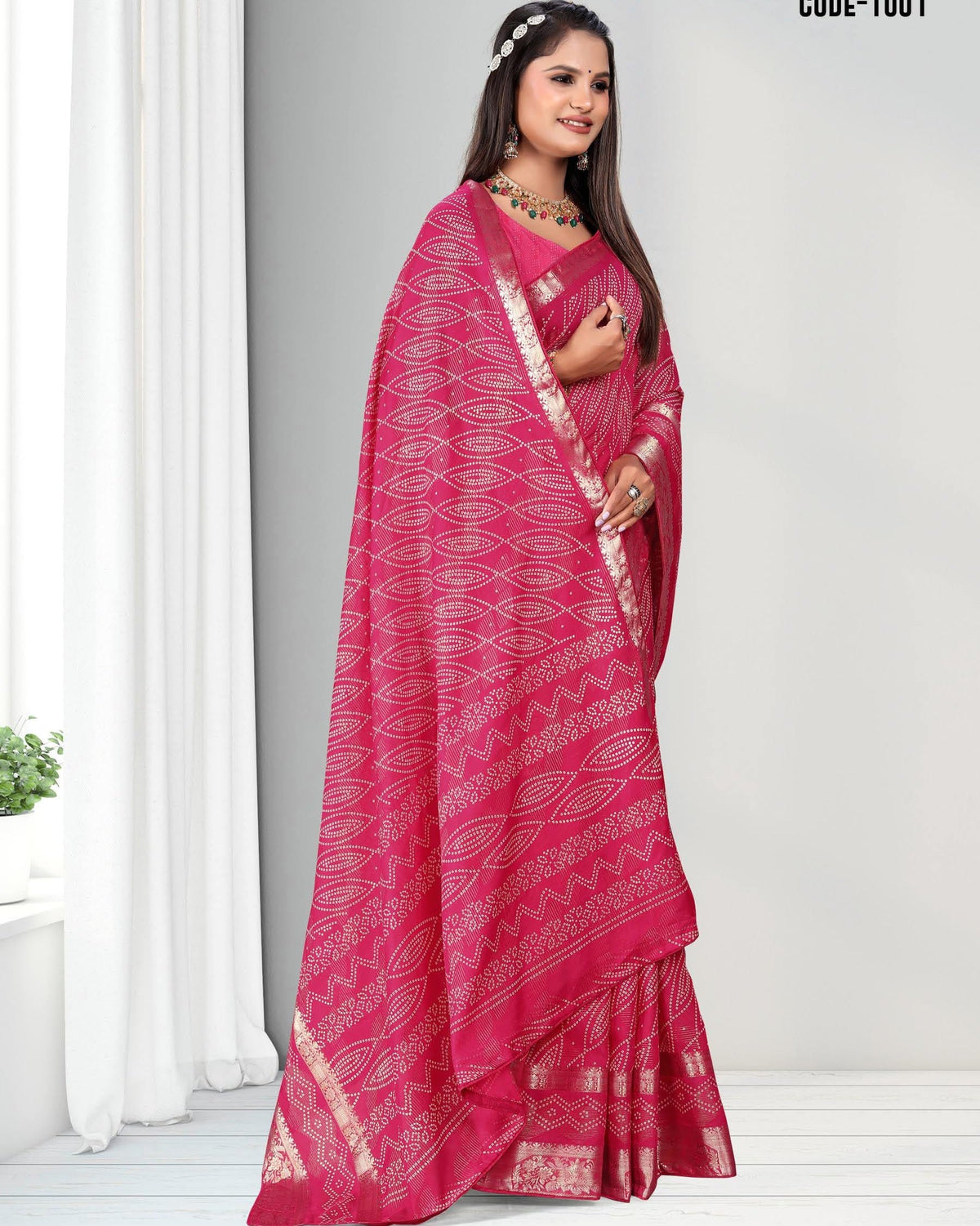 Traditional Zari Weaving Jacquard border Viscose saree with blouse for women
