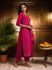 Rani Silk Kurta Set with Embroidery & Jacquard/Nazmin Dupatta | Women’s Partywear & Ethnic Collection Malaysia