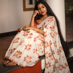 THE BANARASI SAREEIS MADE UP OF SILK THREADS WOVEN USING