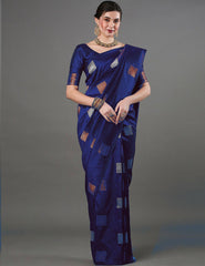 THE BANARASI SAREEIS MADE UP OF SILK THREADS WOVEN USING