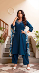 NEVYBLUE  COLOURED  WOMEN'S VISCOSE RAYON KURTA WITH  DUPATTA SET