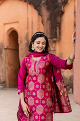 CHEERY PINK  COLOURED TREDITIONAL WEAR KURTA SET