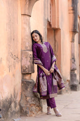 Jasmin Soft Silk Kurta Set with Bottom & Jacquard Dupatta | Festive & Party Wear | Premium Ethnic Outfit – Malaysia