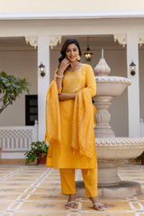 Kusoom Silk Kurta Set with Bottom & Chandery Dupatta | Jacquard Work | Festive & Party Wear – Malaysia