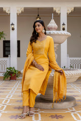 Kusoom Silk Kurta Set with Bottom & Chandery Dupatta | Jacquard Work | Festive & Party Wear – Malaysia