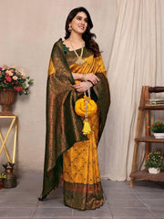 Floral Zari Silk Blend Banarasi Saree
