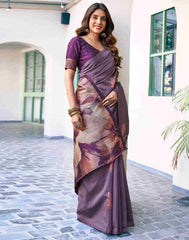Banarasi Silk Saree for Women | Mauve & Deep Purple Designer Woven Saree with Blouse | Traditional Indian Saree Online Malaysia