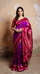 THE BANARASI SAREEIS MADE UP OF SILK THREADS WOVEN USING