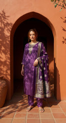 WINE COLOURED  WOMEN'S  POLYSTER  KURTA WITH  DUPATTA SET