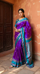THE BANARASI SAREEIS MADE UP OF SILK THREADS WOVEN USING