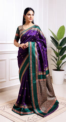 THE BANARASI SAREEIS MADE UP OF SILK THREADS WOVEN USING