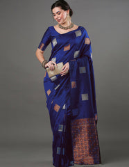 THE BANARASI SAREEIS MADE UP OF SILK THREADS WOVEN USING