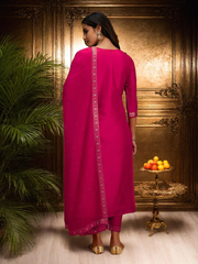 Rani Silk Kurta Set with Embroidery & Jacquard/Nazmin Dupatta | Women’s Partywear & Ethnic Collection Malaysia