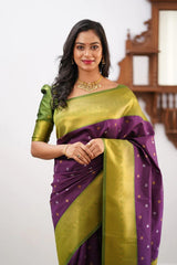Floral Zari Silk Blend Banarasi Saree