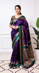 THE BANARASI SAREEIS MADE UP OF SILK THREADS WOVEN USING