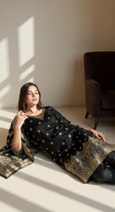 BLACK COLOURED  WOMEN'S  SILK  KURTA WITH  DUPATTA SET