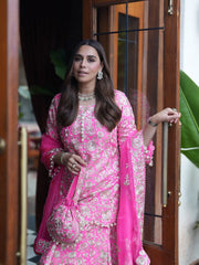 Gulbahar Hand-Embroidered Pink Festive Wear