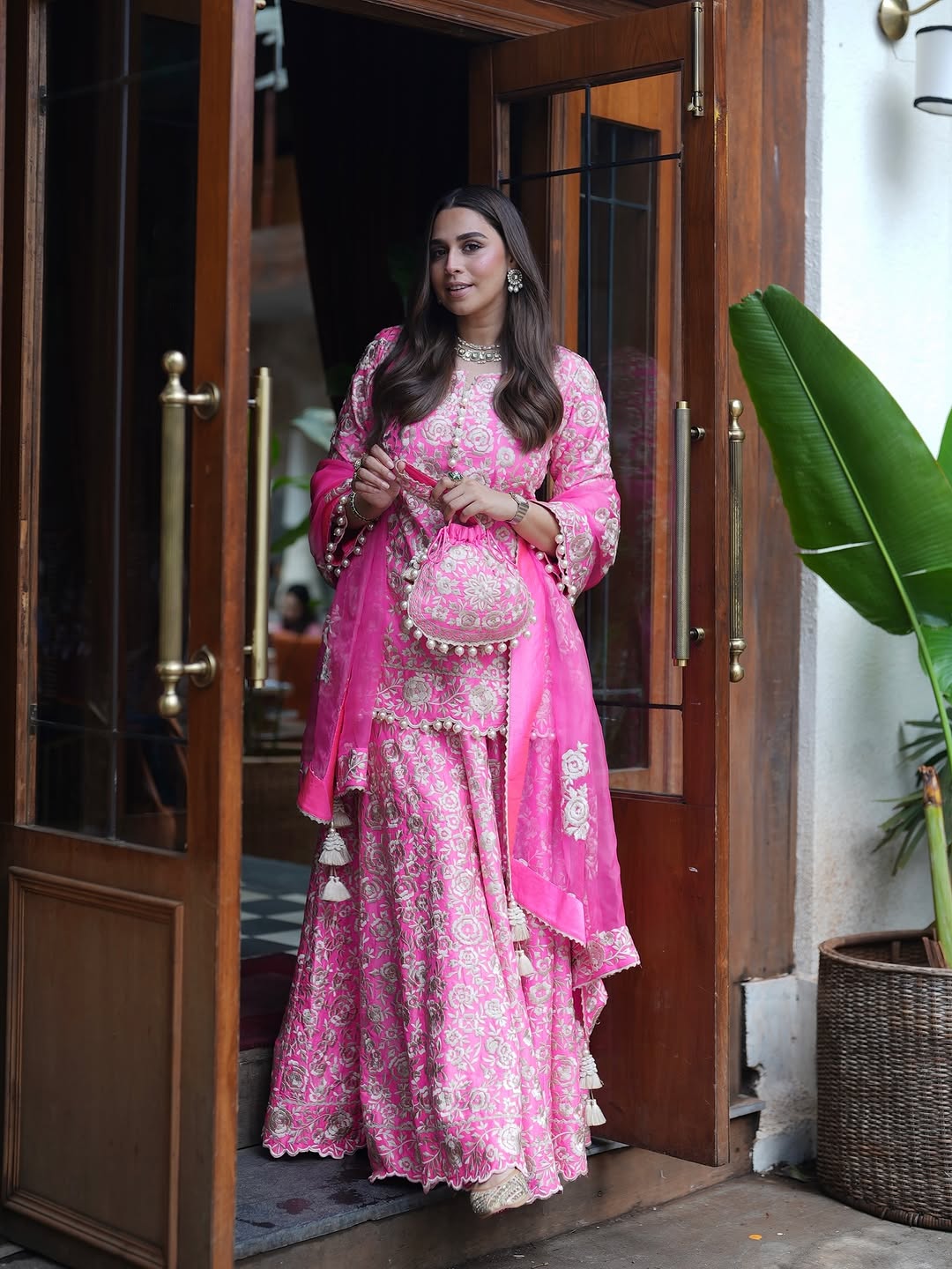 Gulbahar Hand-Embroidered Pink Festive Wear