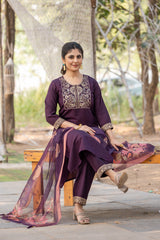 WINE COLOURED TREDITIONAL WEAR KURTA SET