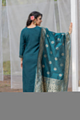 GREEN COLOURED TREDITIONAL WEAR KURTA SET