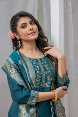 Mirzza Rayon Slub Kurta Set with Bottom & Jacquard Dupatta | Elegant Light Teal Ethnic Wear | Festive & Party Collection – Malaysia