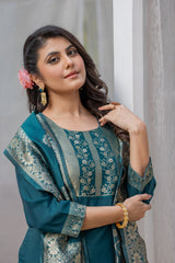 GREEN COLOURED TREDITIONAL WEAR KURTA SET