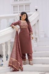 Indraa Roman Silk Kurta Set with Bottom & Dupatta | Jacquard Work | Premium Festive & Party Wear | Malaysia Online Shopping