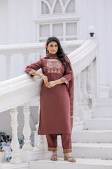 Indraa Roman Silk Kurta Set with Bottom & Dupatta | Jacquard Work | Premium Festive & Party Wear | Malaysia Online Shopping