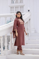 Indraa Roman Silk Kurta Set with Bottom & Dupatta | Jacquard Work | Premium Festive & Party Wear | Malaysia Online Shopping