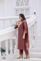 Indraa Roman Silk Kurta Set with Bottom & Dupatta | Jacquard Work | Premium Festive & Party Wear | Malaysia Online Shopping
