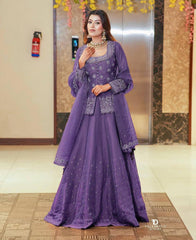 Purple Color Wedding Wear Designer Embroidered Ready to Wear Lehenga