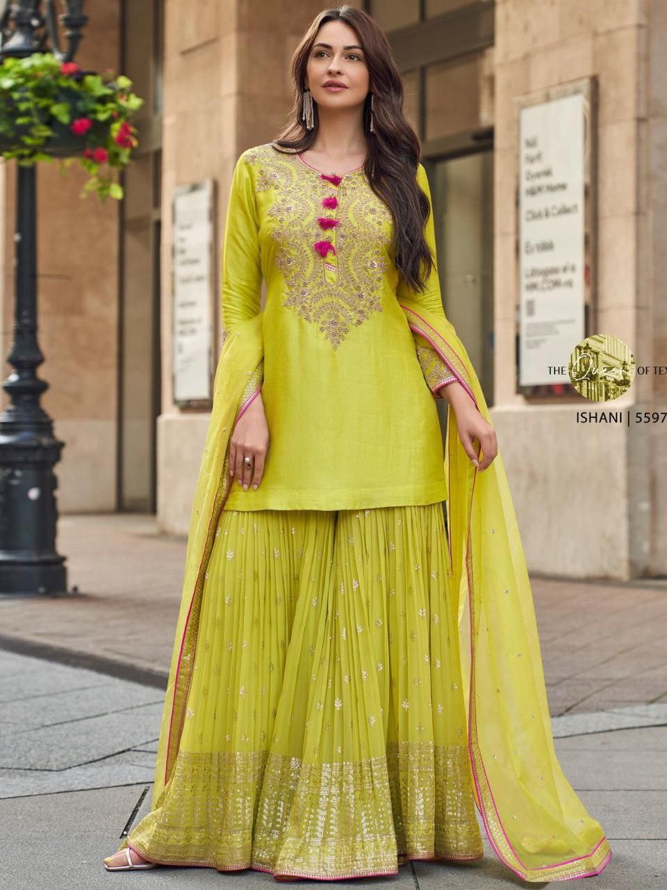 Lime green sharara suit