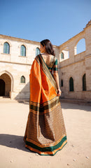 THE BANARASI SAREEIS MADE UP OF SILK THREADS WOVEN USING