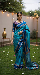 THE BANARASI SAREEIS MADE UP OF SILK THREADS WOVEN USING
