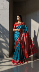 THE BANARASI SAREEIS MADE UP OF SILK THREADS WOVEN USING